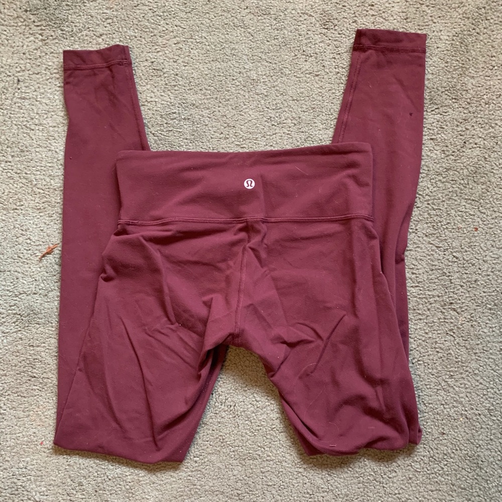 Burgundy low waisted lululemon leggings